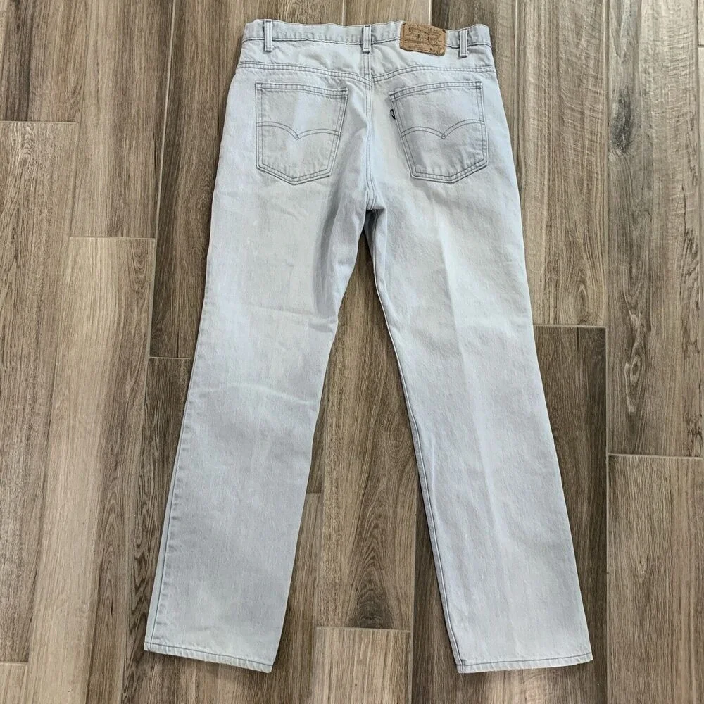 Vintage Levi's Size 36 X 32 Straight Leg Distressed Jeans Black Tag Tab Mens USA